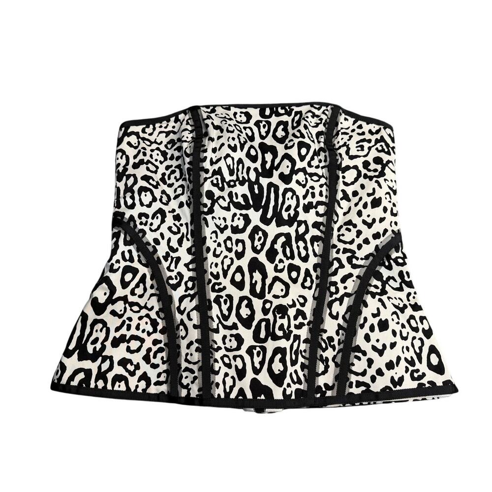 White House Black Market Leopard Print Corset Bustier Strapless Top Size 2 NWOT